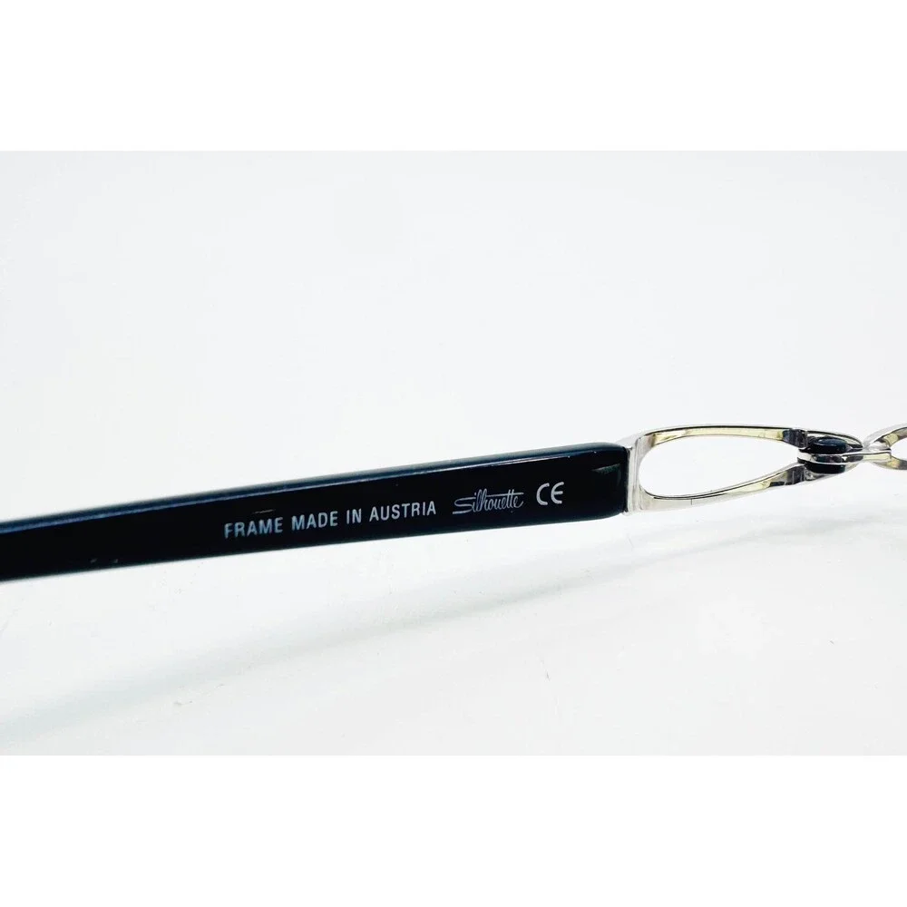 Silhouette Eyeglasses Womens Black Silver Rimless Oval 6708 00 6050 19 130